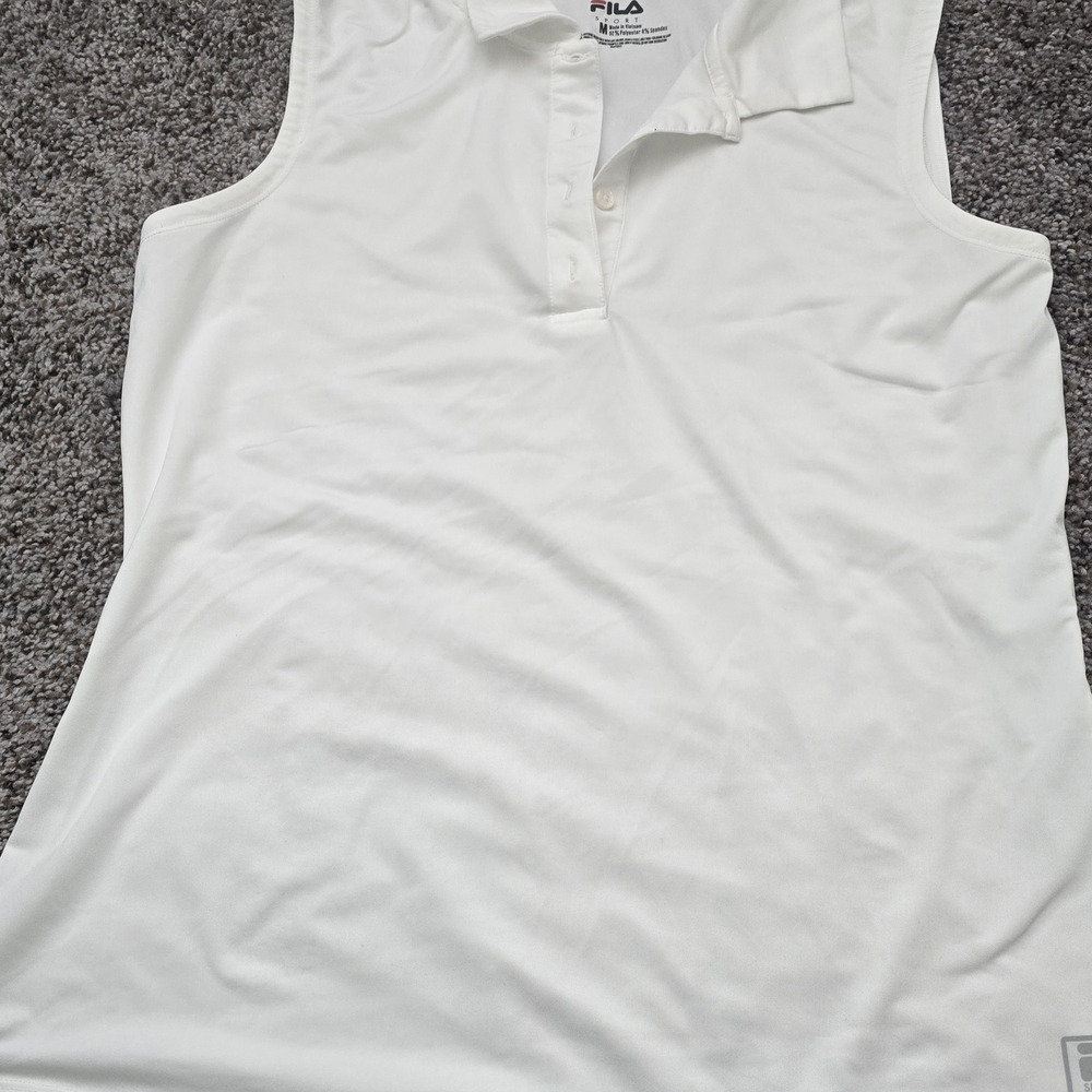 FILA : Women's White Sleeveless Polo Top (Size M)